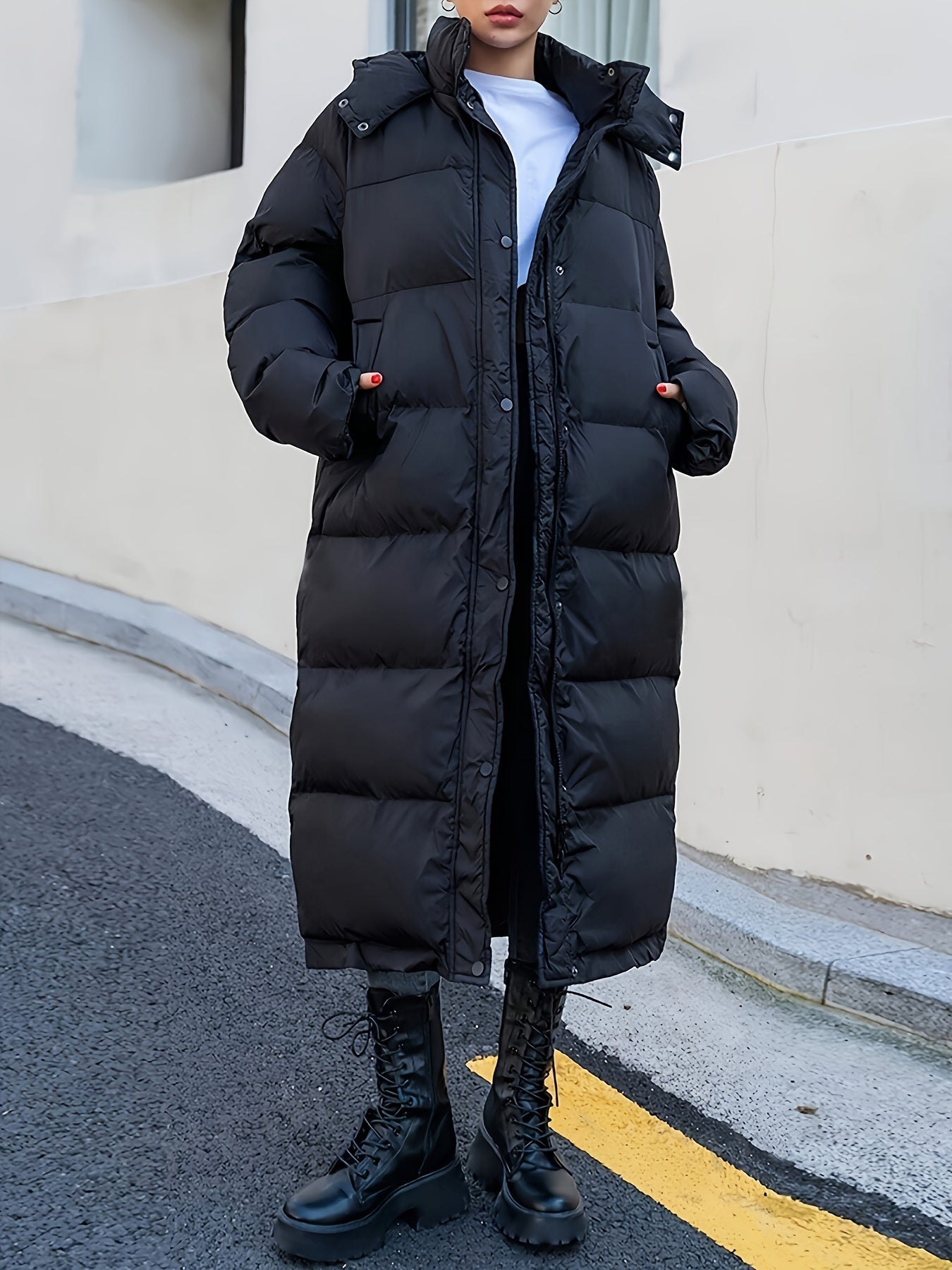 Gleame Puffer Jacket - Full-length quilted jacket with hood for women
