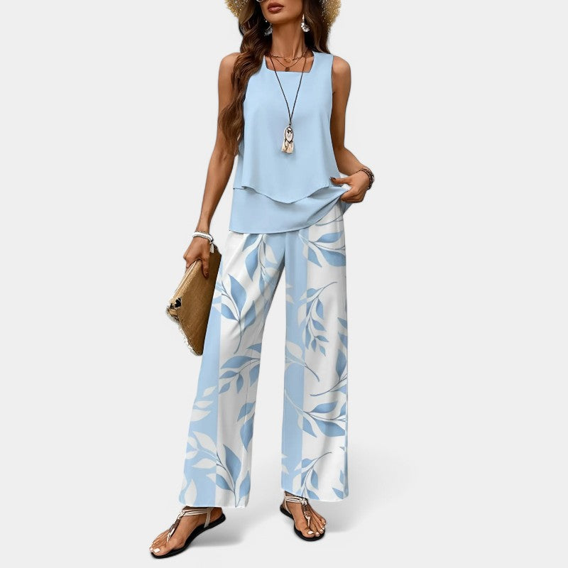 Gleame Two-Piece Set - Wide Trousers and Top for Women in Summer Colours