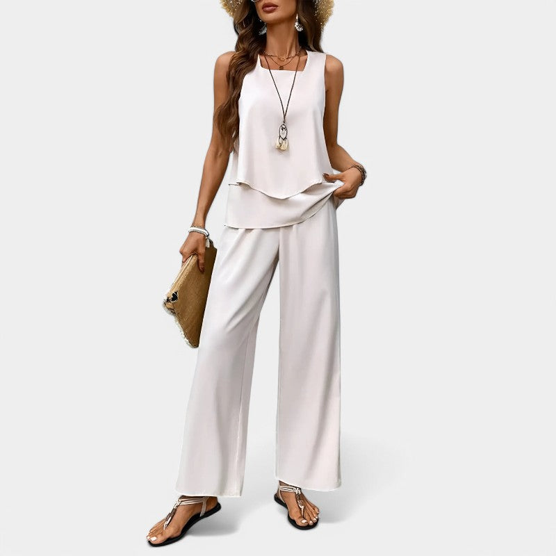 Gleame Two-Piece Set - Wide Trousers and Top for Women in Summer Colours