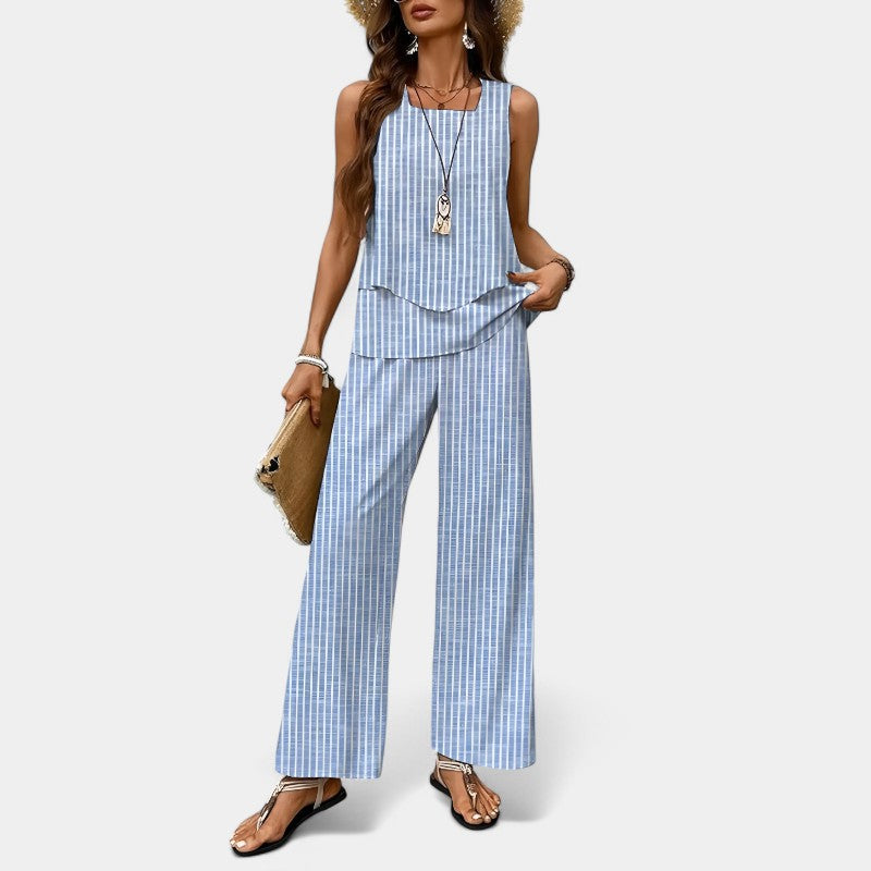 Gleame Two-Piece Set - Wide Trousers and Top for Women in Summer Colours