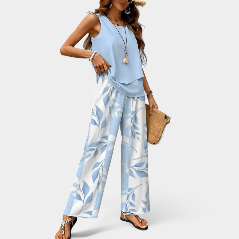 Gleame Two-Piece Set - Wide Trousers and Top for Women in Summer Colours