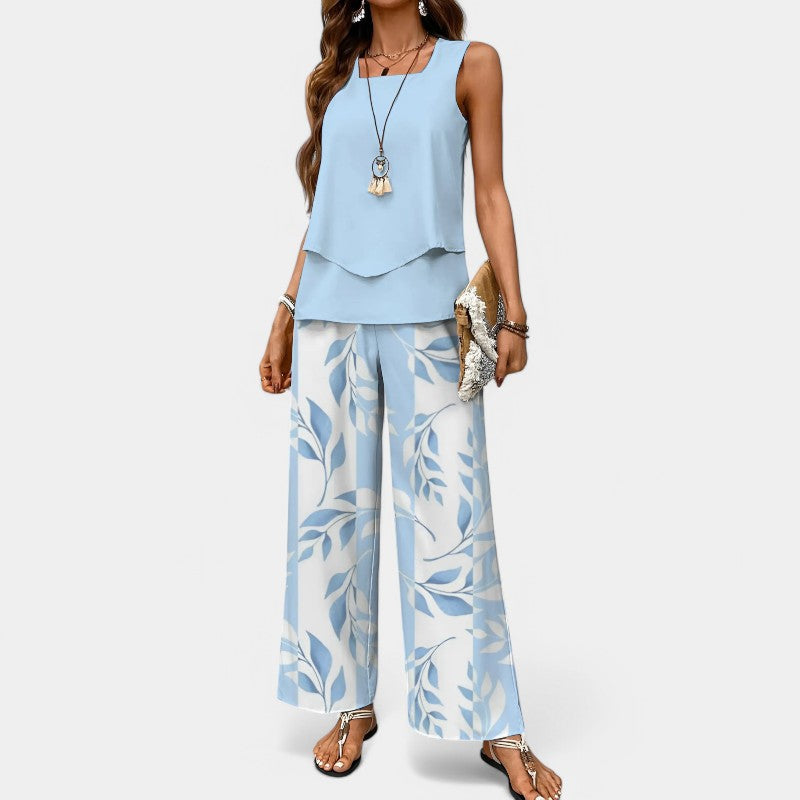 Gleame Two-Piece Set - Wide Trousers and Top for Women in Summer Colours