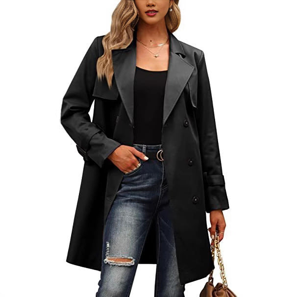 Gleame Coat - Long double-breasted coat with tailored fit for women