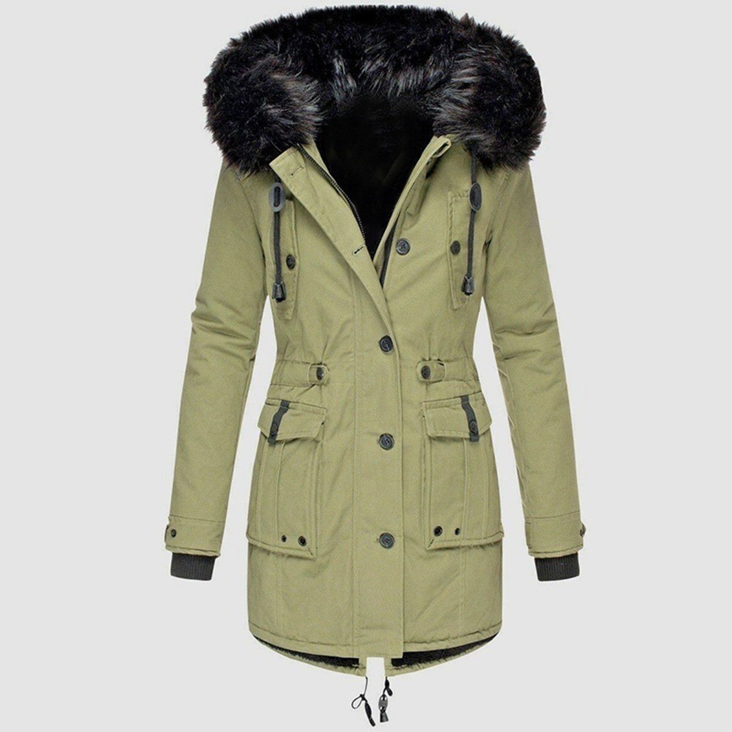 Gleame Coat - Hooded coat with drawstring waist for women