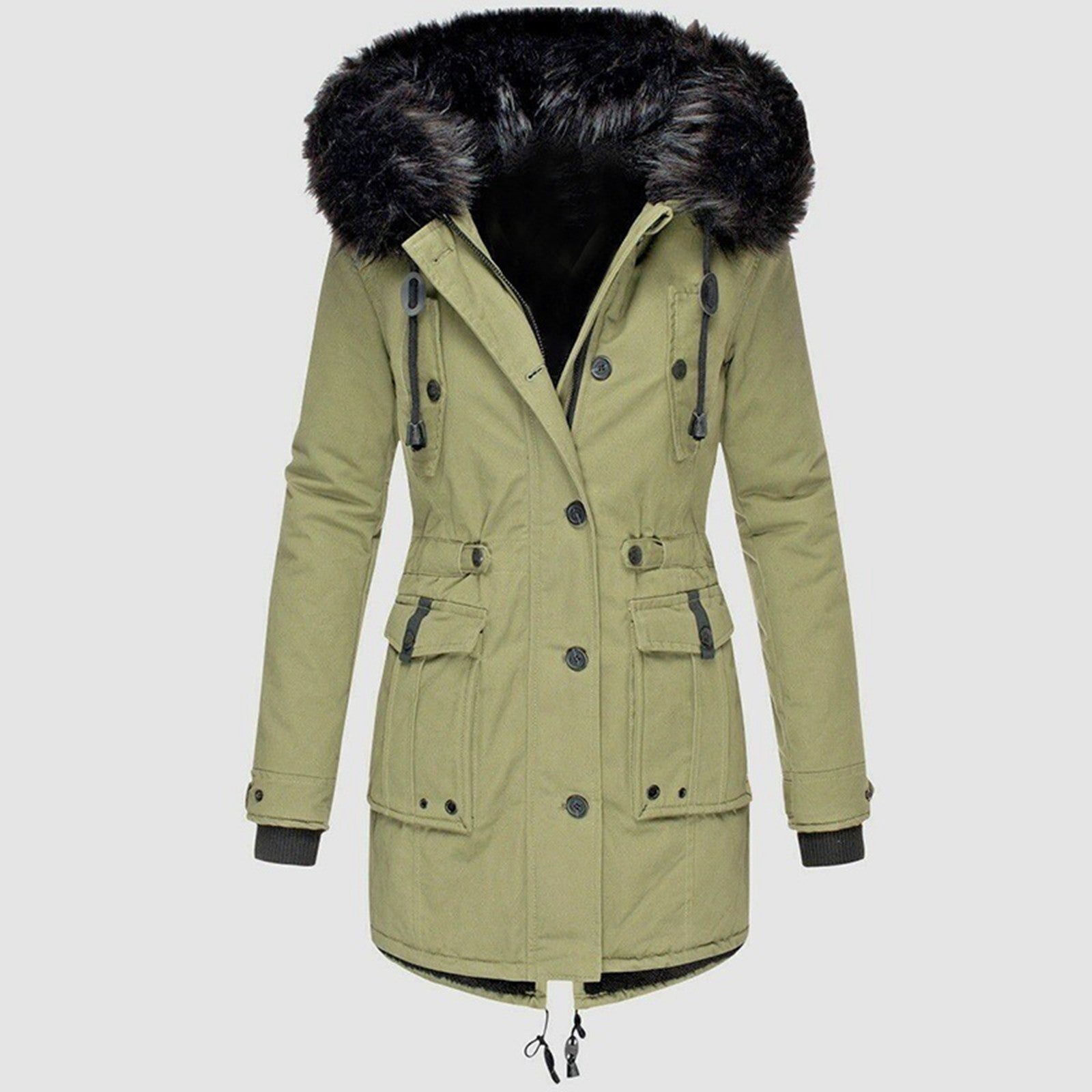 Gleame Coat - Hooded coat with drawstring waist for women