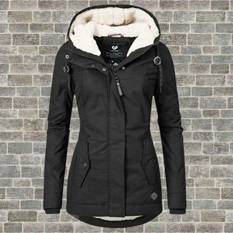 Gleame Coat - Hooded pleated cotton coat for women