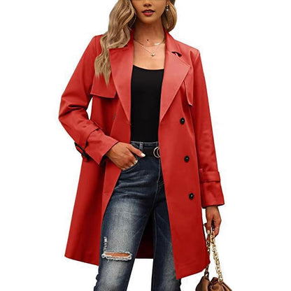 Gleame Coat - Long double-breasted coat with tailored fit for women