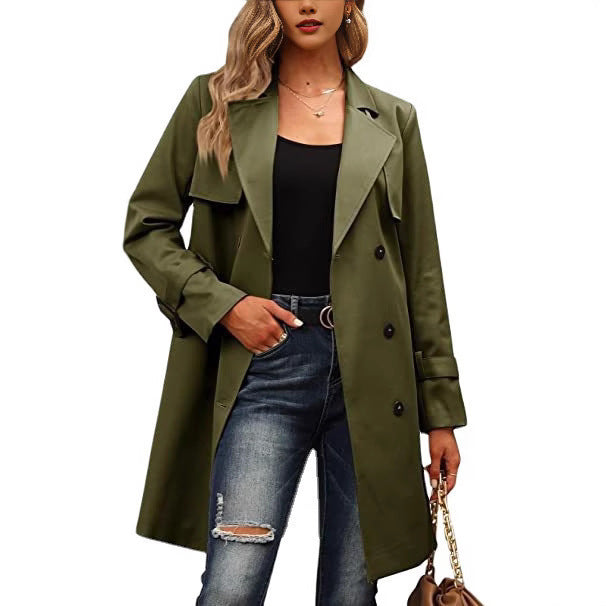 Gleame Coat - Long double-breasted coat with tailored fit for women
