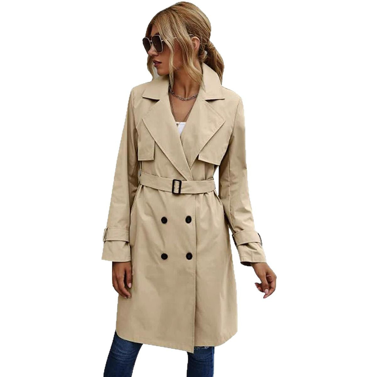 Gleame Coat - Long double-breasted coat with tailored fit for women