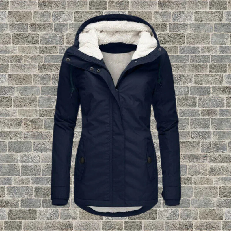 Gleame Coat - Hooded pleated cotton coat for women